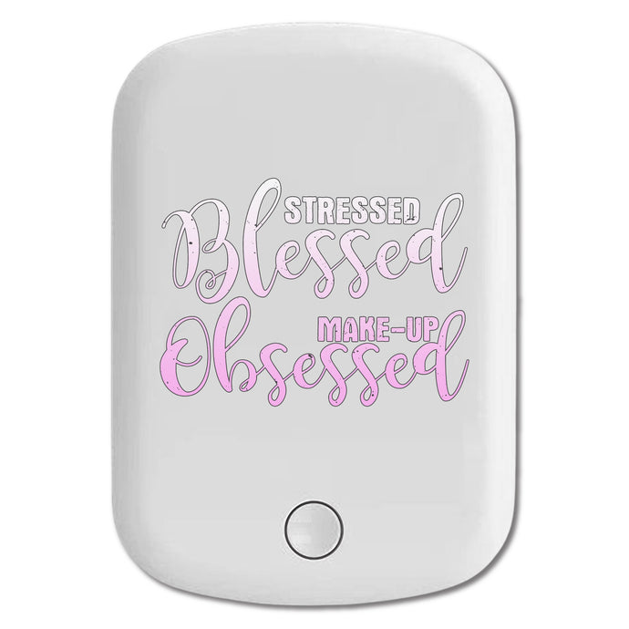 DistinctInk Magnetic Battery Pack, Wireless Portable Charger with USB-C Cable, Compatible with MagSafe iPhone 14 / 13 / 12 Series - Stressed Blessed Make Up Obsessed