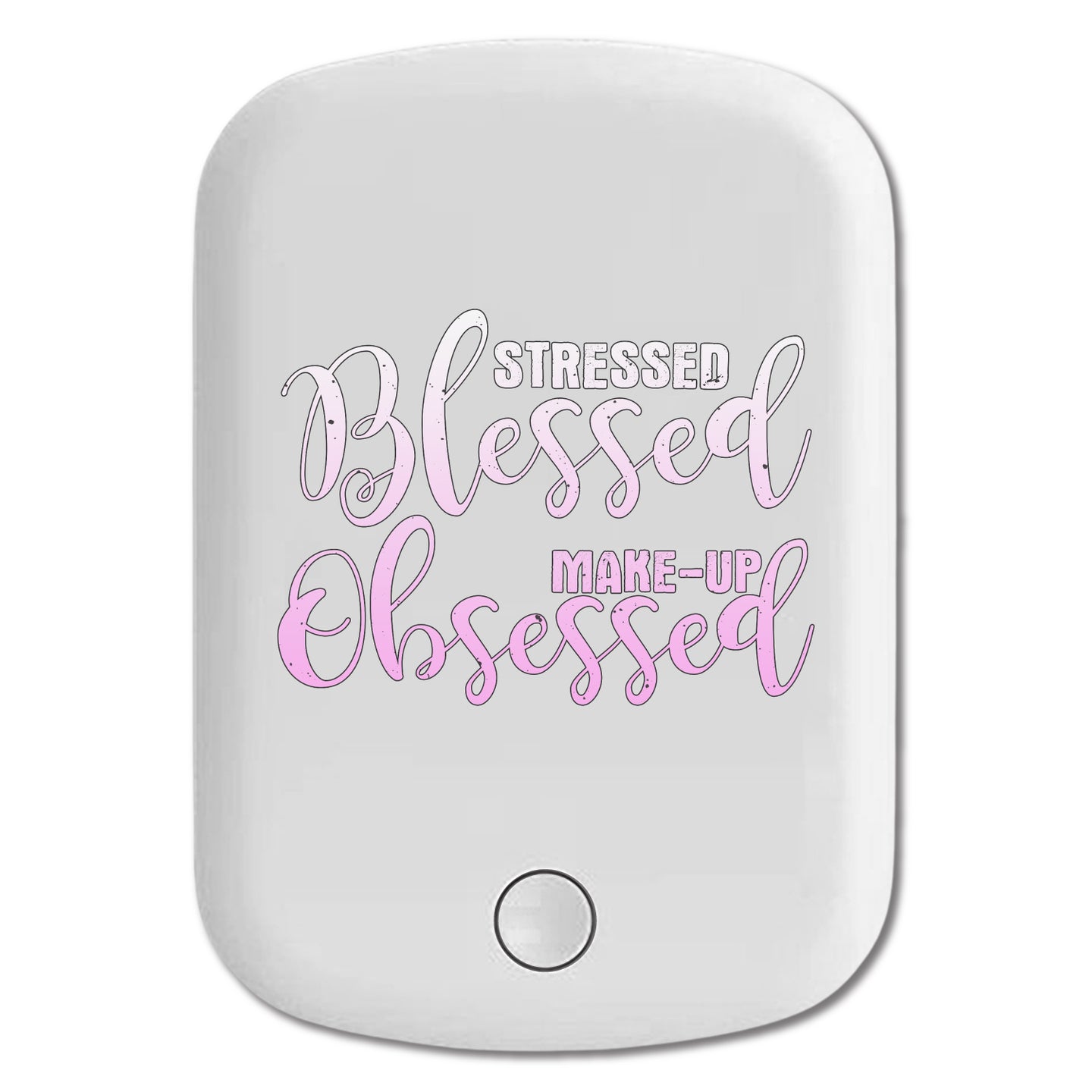 DistinctInk Magnetic Battery Pack, Wireless Portable Charger with USB-C Cable, Compatible with MagSafe iPhone 14 / 13 / 12 Series - Stressed Blessed Make Up Obsessed