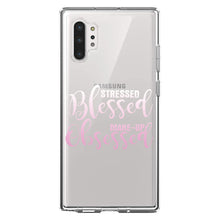DistinctInk® Clear Shockproof Hybrid Case for Apple iPhone / Samsung Galaxy / Google Pixel - Stressed Blessed Make Up Obsessed