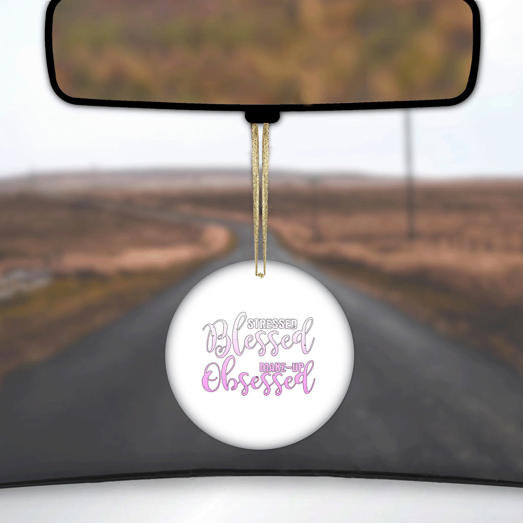 Stressed Blessed Make Up Obsessed Ceramic Ornament, view 3