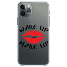 DistinctInk® Clear Shockproof Hybrid Case for Apple iPhone / Samsung Galaxy / Google Pixel - Wake Up and Make Up