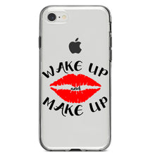 DistinctInk® Clear Shockproof Hybrid Case for Apple iPhone / Samsung Galaxy / Google Pixel - Wake Up and Make Up