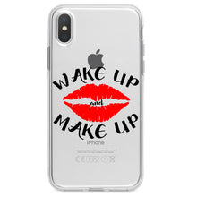 DistinctInk® Clear Shockproof Hybrid Case for Apple iPhone / Samsung Galaxy / Google Pixel - Wake Up and Make Up