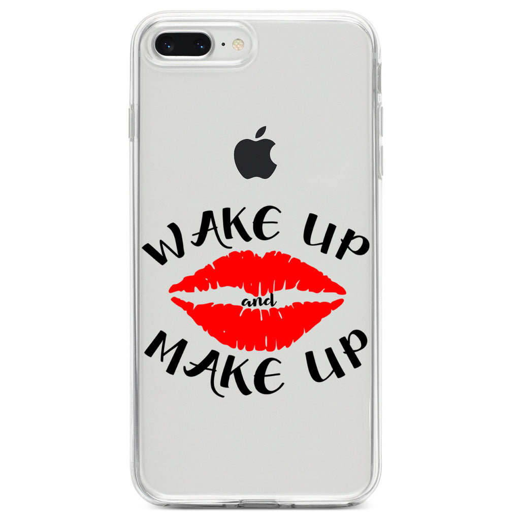 Wake Up and Make Up Clear Shockproof iPhone Case, view 6