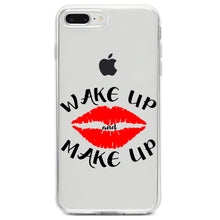 DistinctInk® Clear Shockproof Hybrid Case for Apple iPhone / Samsung Galaxy / Google Pixel - Wake Up and Make Up