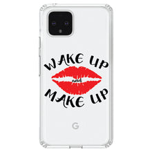DistinctInk® Clear Shockproof Hybrid Case for Apple iPhone / Samsung Galaxy / Google Pixel - Wake Up and Make Up