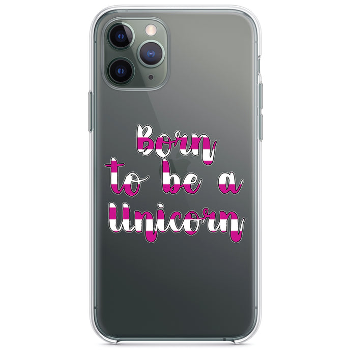 DistinctInk® Clear Shockproof Hybrid Case for Apple iPhone / Samsung Galaxy / Google Pixel - Born to be a Unicorn