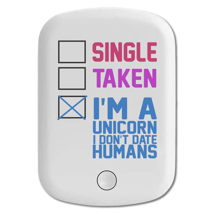 DistinctInk Magnetic Battery Pack, Wireless Portable Charger with USB-C Cable, Compatible with MagSafe iPhone 14 / 13 / 12 Series - Single Taken I'm a Unicorn Don't Date Humans