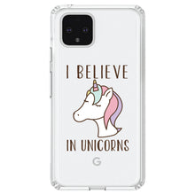 DistinctInk® Clear Shockproof Hybrid Case for Apple iPhone / Samsung Galaxy / Google Pixel - I Believe in Unicorns