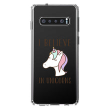 DistinctInk® Clear Shockproof Hybrid Case for Apple iPhone / Samsung Galaxy / Google Pixel - I Believe in Unicorns