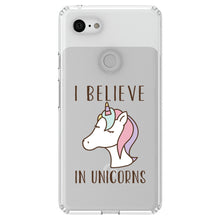 DistinctInk® Clear Shockproof Hybrid Case for Apple iPhone / Samsung Galaxy / Google Pixel - I Believe in Unicorns