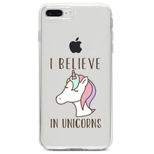 DistinctInk® Clear Shockproof Hybrid Case for Apple iPhone / Samsung Galaxy / Google Pixel - I Believe in Unicorns