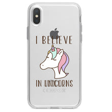 DistinctInk® Clear Shockproof Hybrid Case for Apple iPhone / Samsung Galaxy / Google Pixel - I Believe in Unicorns