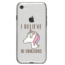 DistinctInk® Clear Shockproof Hybrid Case for Apple iPhone / Samsung Galaxy / Google Pixel - I Believe in Unicorns