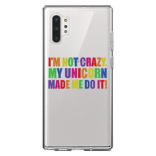 DistinctInk® Clear Shockproof Hybrid Case for Apple iPhone / Samsung Galaxy / Google Pixel - I'm Not Crazy My Unicorn Made Me Do It