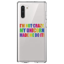DistinctInk® Clear Shockproof Hybrid Case for Apple iPhone / Samsung Galaxy / Google Pixel - I'm Not Crazy My Unicorn Made Me Do It