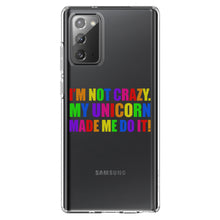 DistinctInk® Clear Shockproof Hybrid Case for Apple iPhone / Samsung Galaxy / Google Pixel - I'm Not Crazy My Unicorn Made Me Do It