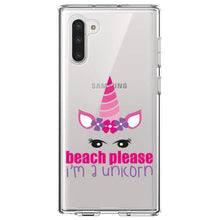 DistinctInk® Clear Shockproof Hybrid Case for Apple iPhone / Samsung Galaxy / Google Pixel - Beach Please I'm a Unicorn