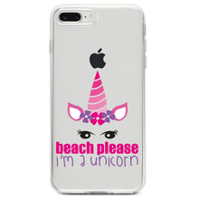 DistinctInk® Clear Shockproof Hybrid Case for Apple iPhone / Samsung Galaxy / Google Pixel - Beach Please I'm a Unicorn
