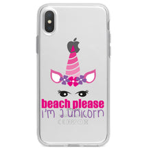 DistinctInk® Clear Shockproof Hybrid Case for Apple iPhone / Samsung Galaxy / Google Pixel - Beach Please I'm a Unicorn