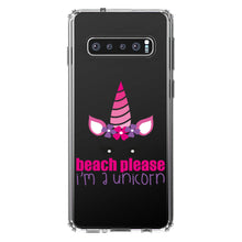 DistinctInk® Clear Shockproof Hybrid Case for Apple iPhone / Samsung Galaxy / Google Pixel - Beach Please I'm a Unicorn