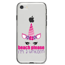 DistinctInk® Clear Shockproof Hybrid Case for Apple iPhone / Samsung Galaxy / Google Pixel - Beach Please I'm a Unicorn