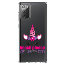 DistinctInk® Clear Shockproof Hybrid Case for Apple iPhone / Samsung Galaxy / Google Pixel - Beach Please I'm a Unicorn