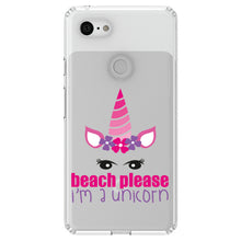 DistinctInk® Clear Shockproof Hybrid Case for Apple iPhone / Samsung Galaxy / Google Pixel - Beach Please I'm a Unicorn