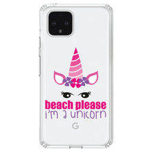 DistinctInk® Clear Shockproof Hybrid Case for Apple iPhone / Samsung Galaxy / Google Pixel - Beach Please I'm a Unicorn