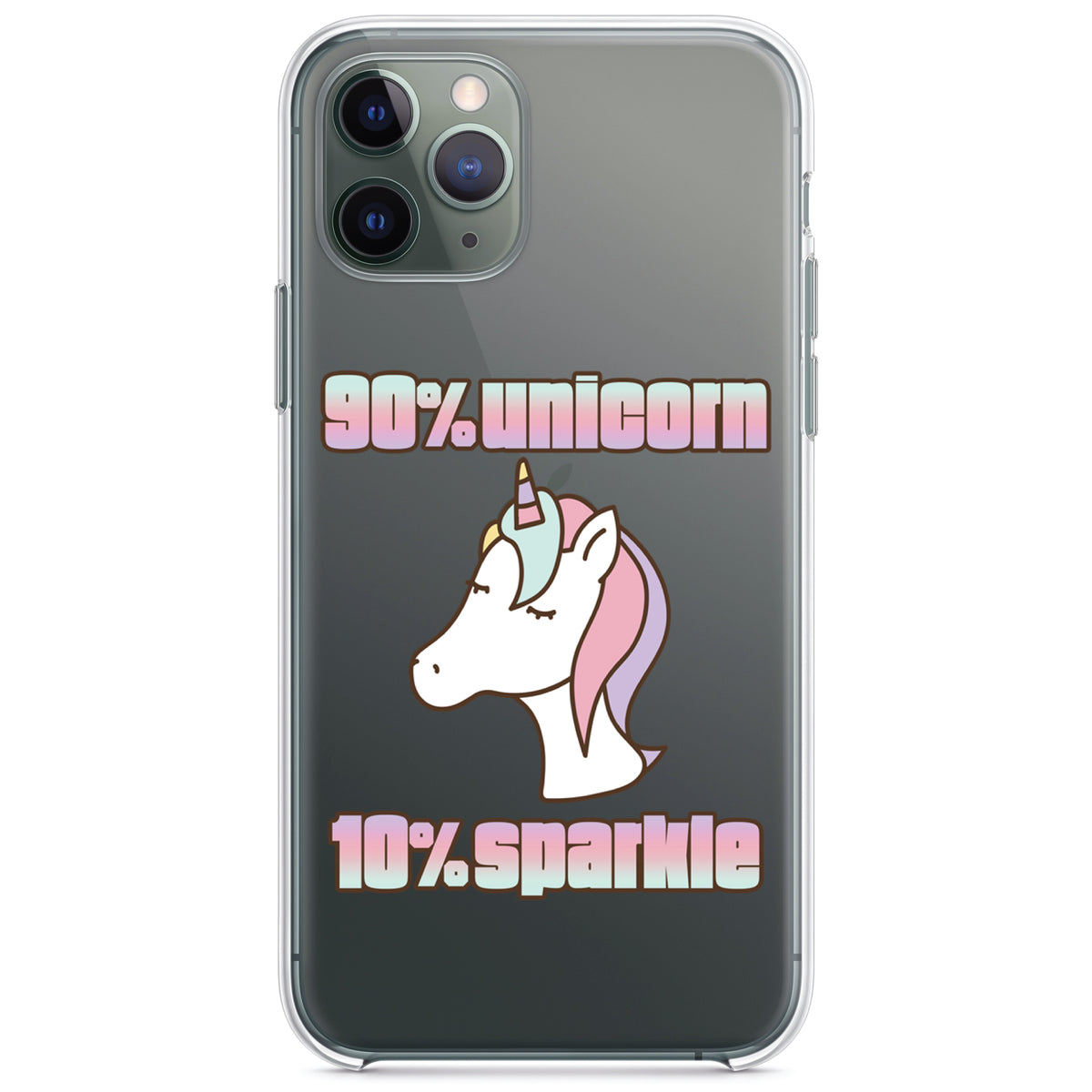 90% Unicorn 10% Sparkle Clear Shockproof iPhone Case