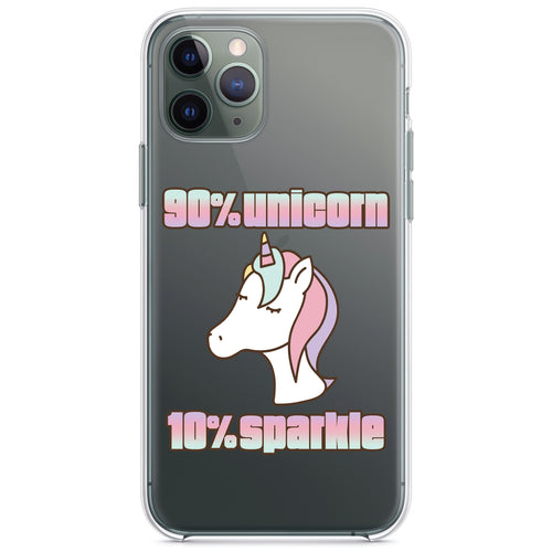 90% Unicorn 10% Sparkle Clear Shockproof iPhone Case