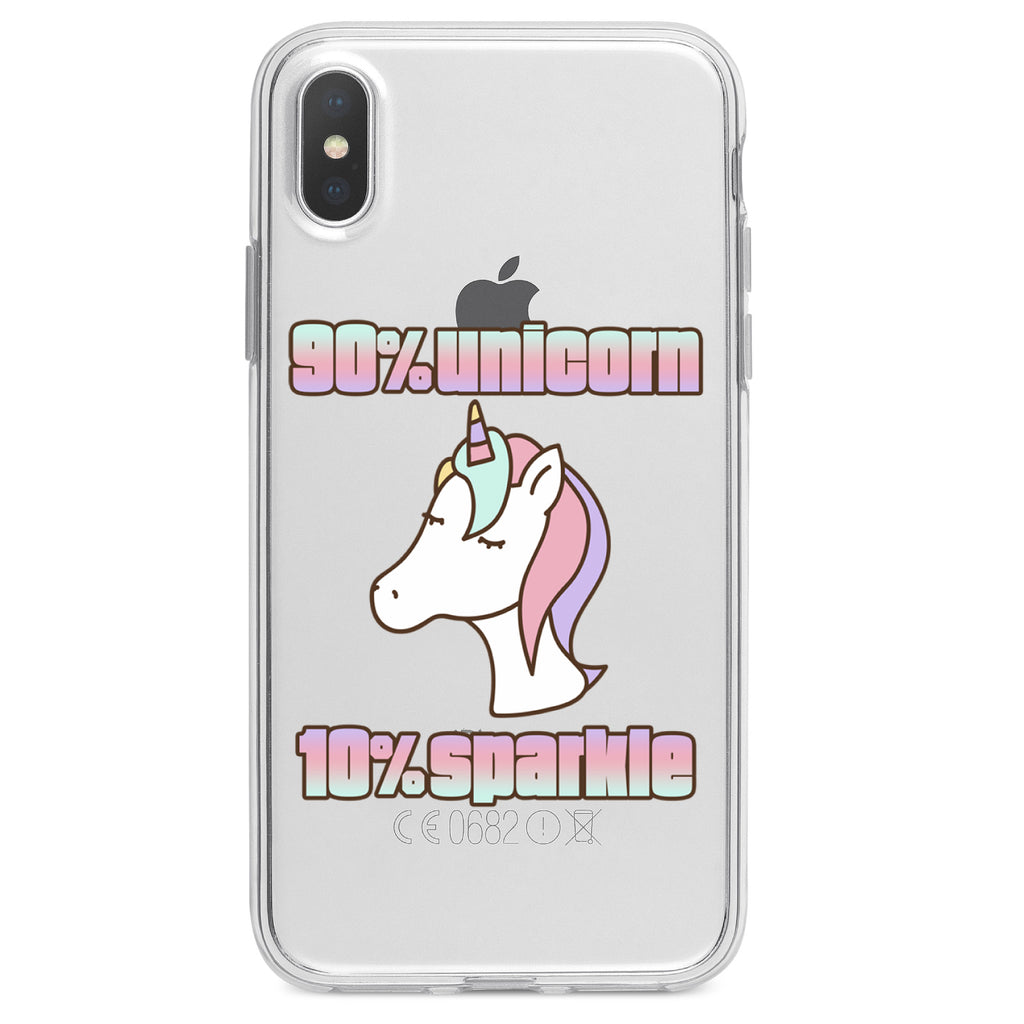 90% Unicorn 10% Sparkle Clear Shockproof iPhone Case, view 3
