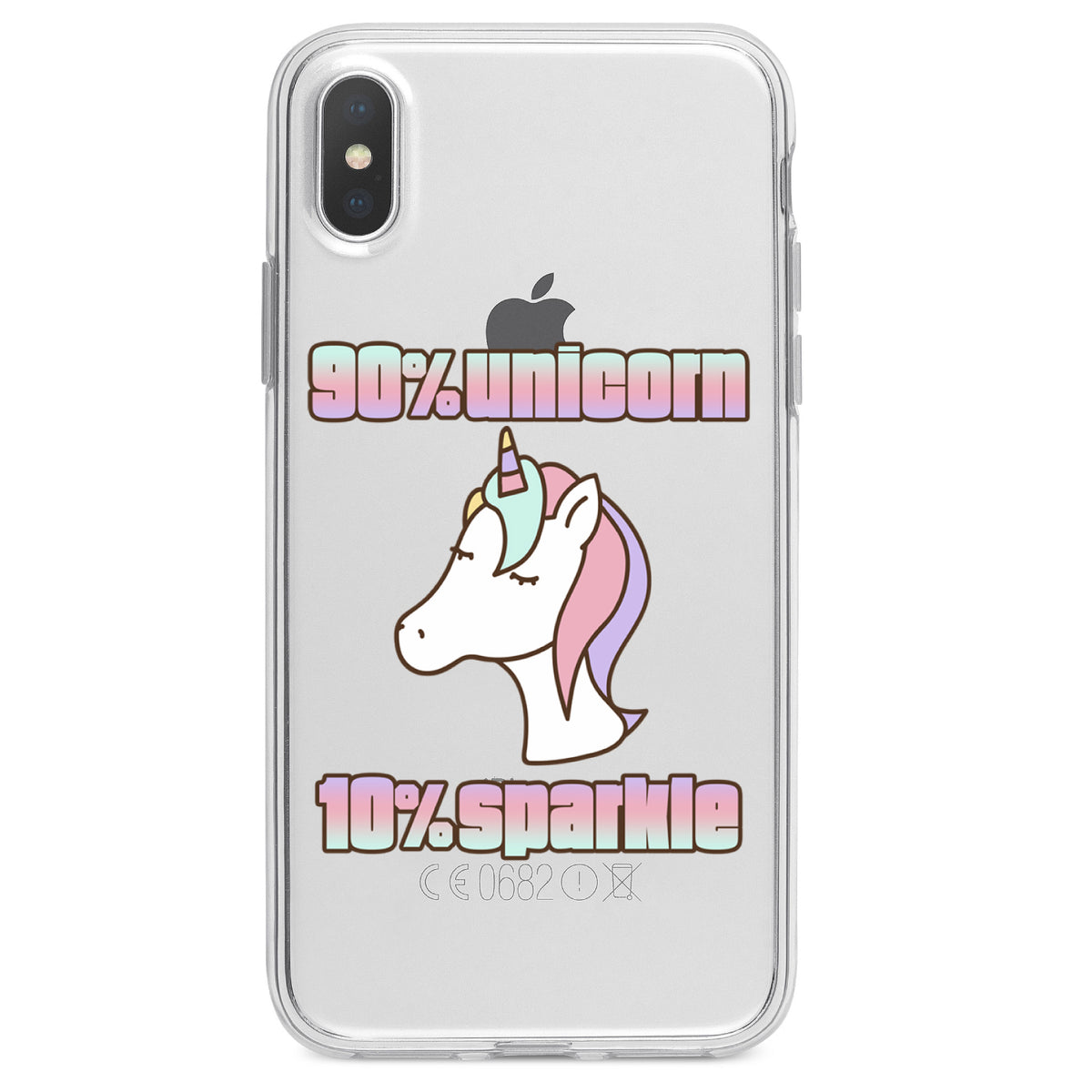 90% Unicorn 10% Sparkle Clear Shockproof iPhone Case, view 4