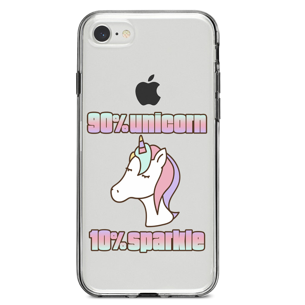 90% Unicorn 10% Sparkle Clear Shockproof iPhone Case, view 5