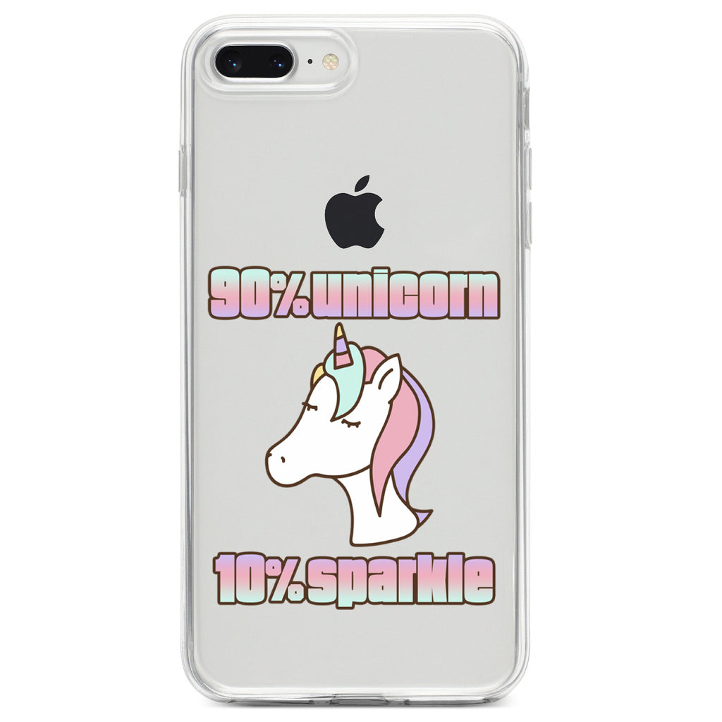 90% Unicorn 10% Sparkle Clear Shockproof iPhone Case, view 6