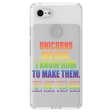 DistinctInk® Clear Shockproof Hybrid Case for Apple iPhone / Samsung Galaxy / Google Pixel - Unicorns Are Real. I Know How To Make Them