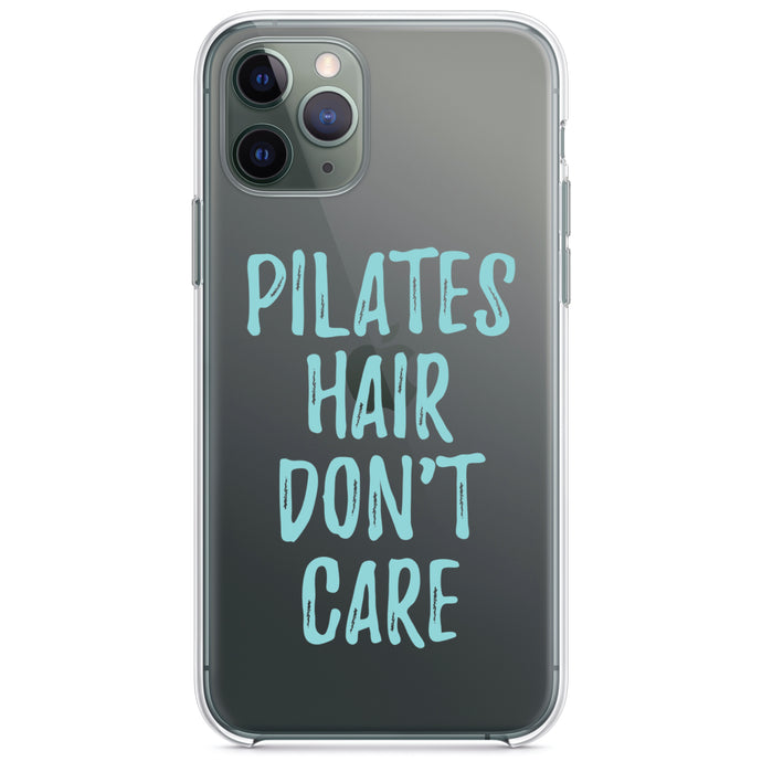 DistinctInk® Clear Shockproof Hybrid Case for Apple iPhone / Samsung Galaxy / Google Pixel - Pilates Hair Don't Care