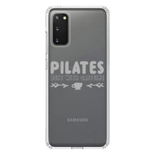 DistinctInk® Clear Shockproof Hybrid Case for Apple iPhone / Samsung Galaxy / Google Pixel - Pilates Best With Caffeine