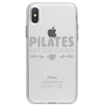 DistinctInk® Clear Shockproof Hybrid Case for Apple iPhone / Samsung Galaxy / Google Pixel - Pilates Best With Caffeine