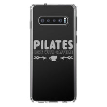 DistinctInk® Clear Shockproof Hybrid Case for Apple iPhone / Samsung Galaxy / Google Pixel - Pilates Best With Caffeine