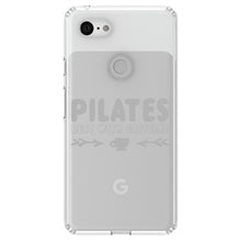 DistinctInk® Clear Shockproof Hybrid Case for Apple iPhone / Samsung Galaxy / Google Pixel - Pilates Best With Caffeine