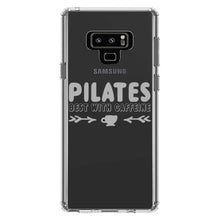 DistinctInk® Clear Shockproof Hybrid Case for Apple iPhone / Samsung Galaxy / Google Pixel - Pilates Best With Caffeine