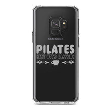 DistinctInk® Clear Shockproof Hybrid Case for Apple iPhone / Samsung Galaxy / Google Pixel - Pilates Best With Caffeine