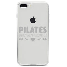 DistinctInk® Clear Shockproof Hybrid Case for Apple iPhone / Samsung Galaxy / Google Pixel - Pilates Best With Caffeine