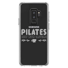DistinctInk® Clear Shockproof Hybrid Case for Apple iPhone / Samsung Galaxy / Google Pixel - Pilates Best With Caffeine