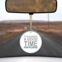 DistinctInk® Hanging Ceramic Christmas Tree Ornament with Gold String - Great Gift / Present - 2 3/4 inch Diameter - It's Always a Good Time for Pilates